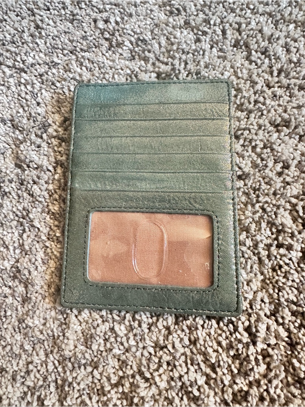 HOBO Metallic Forest Green Leather Card & ID Holder